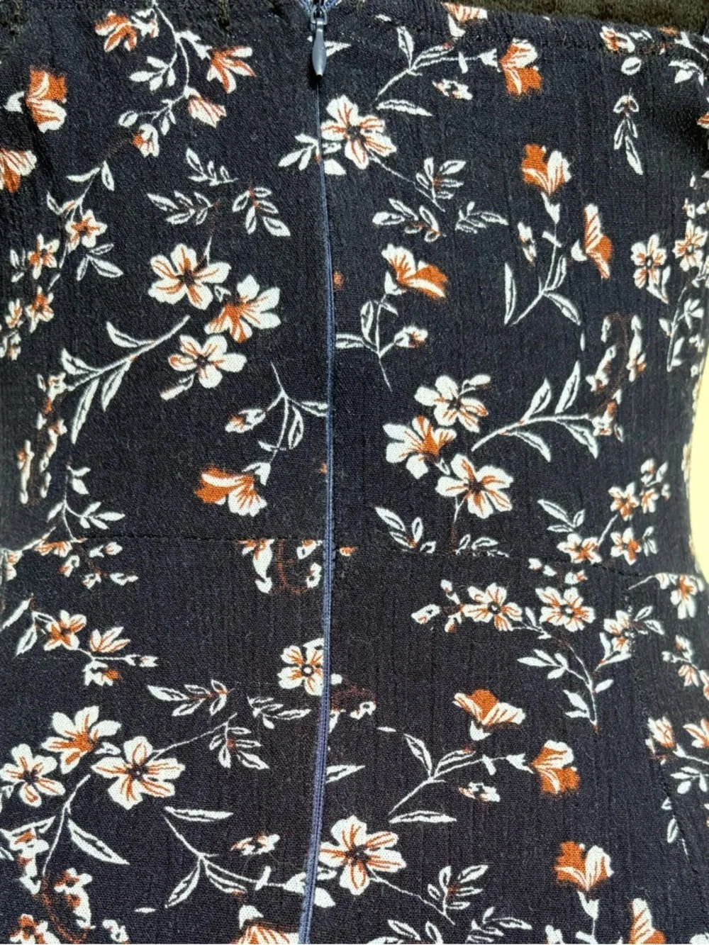 Zaful Navy Floral Spaghetti-Strap Dress with Blush Accents and Tie waist closure